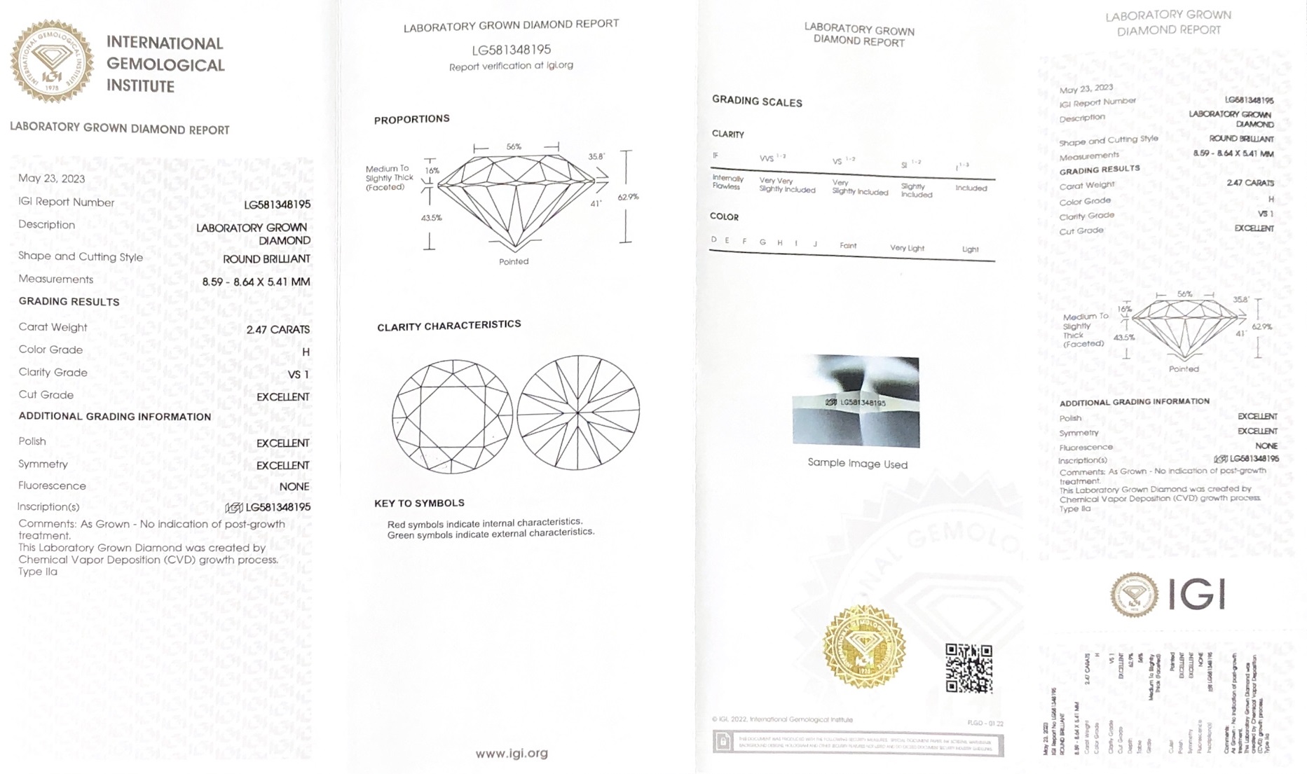Round Brillant 2.5ct H VS1 CVD Diamond Lab Grown Diamond IGI Certificate 6