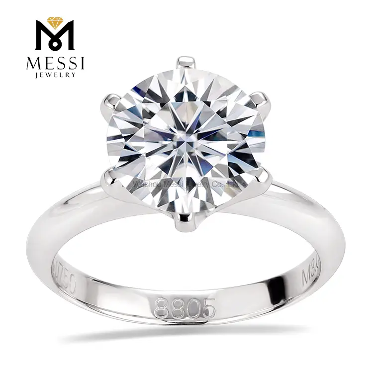Gioielli Messi - Messi Gems rotondo taglio 3ct Def Moissanite Classical Classical Imposta 1