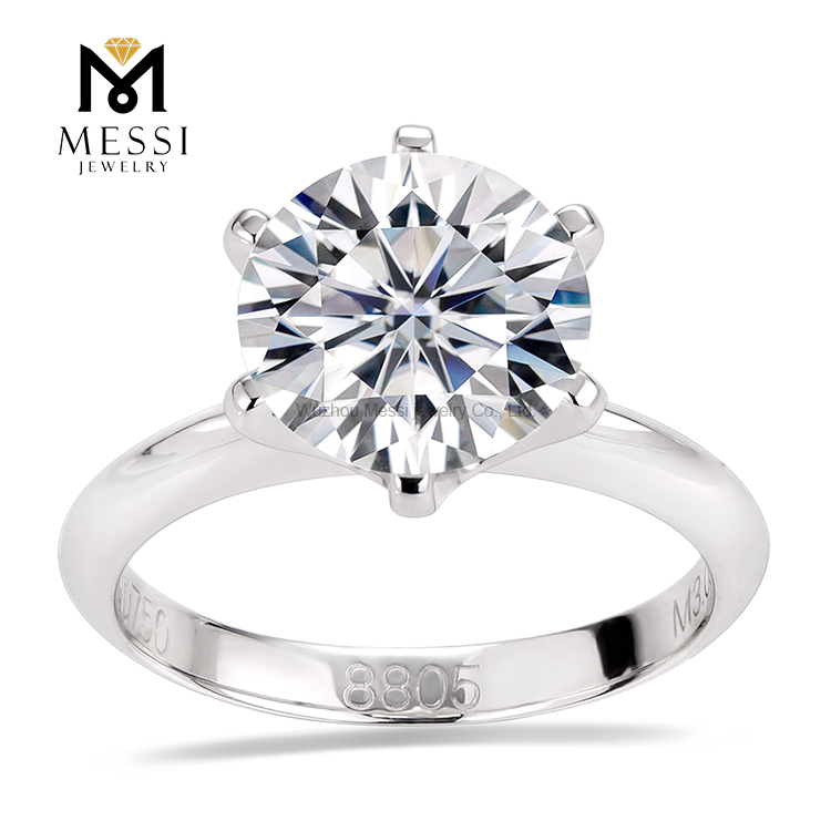 Messi Jewelry - Messi Gems round cut 3Ct DEF moissanite classical six prong setting 18K Gold 1Ct round women Ring Rings 8