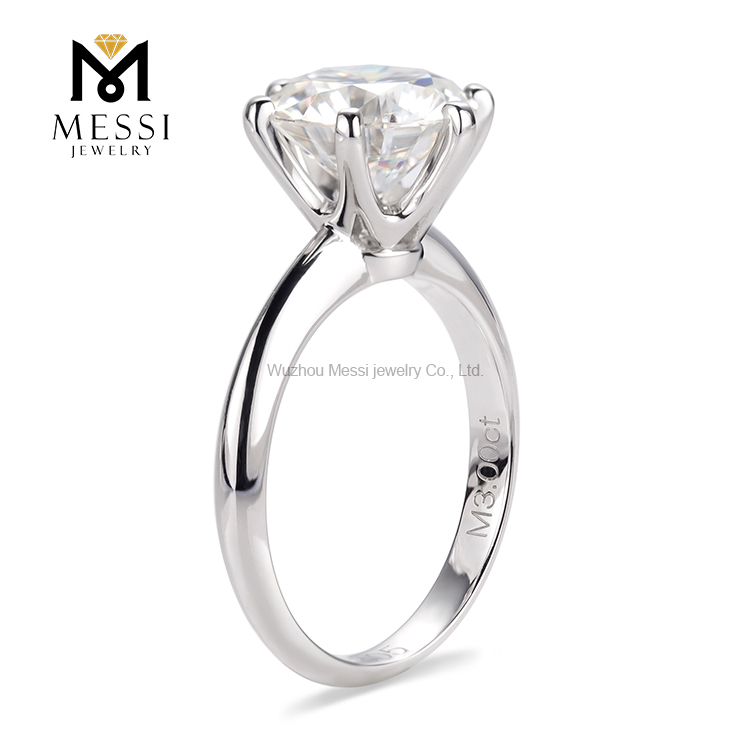 Messi Jewelry - Messi Gems round cut 3Ct DEF moissanite classical six prong setting 18K Gold 1Ct round women Ring Rings 9