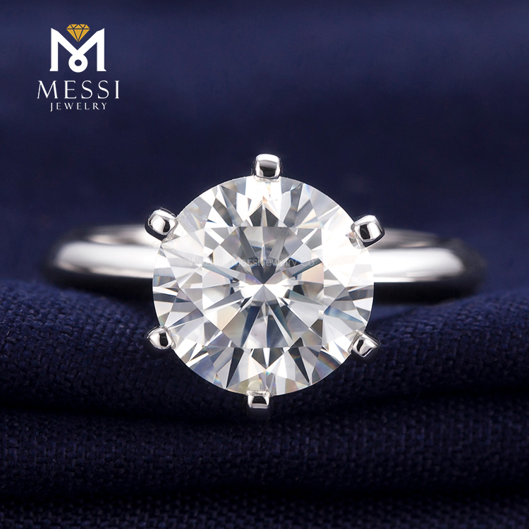 Messi Jewelry - Messi Gems round cut 3Ct DEF moissanite classical six prong setting 18K Gold 1Ct round women Ring Rings 12