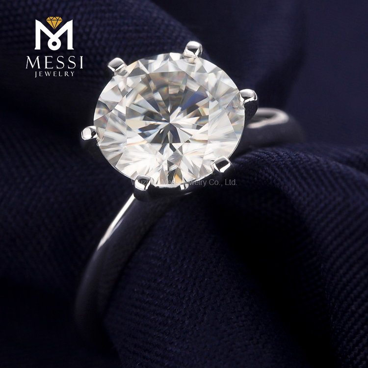 Messi Jewelry - Messi Gems round cut 3Ct DEF moissanite classical six prong setting 18K Gold 1Ct round women Ring Rings 10