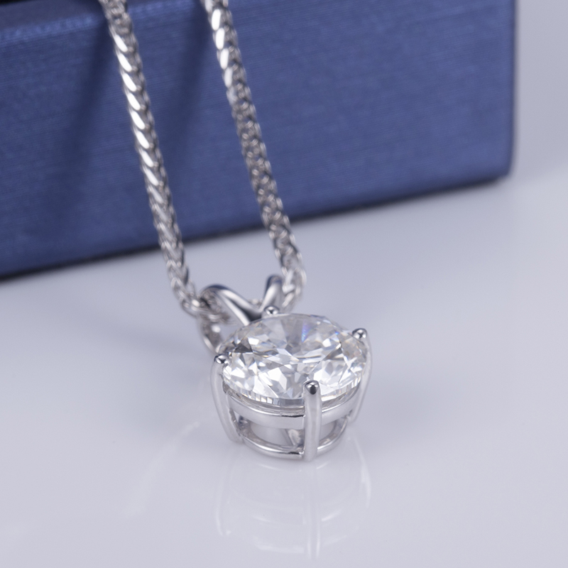 Messi Jewelry - Messi Jewelry MSN-505 18K White Gold 3.01CT VS2 Engagement Wedding of Women's Diamond Necklace Necklace 13