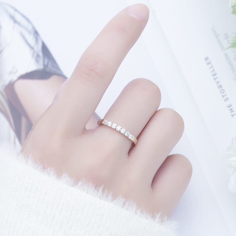 Messi Alahas - MS-630 14K White Gold Rose Gold DEF Diamond Moissanite Half Eternity Ring Rings 12