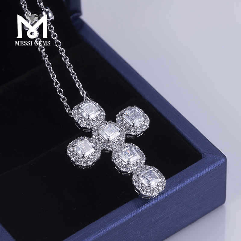 Jóias Messi - Jóias Messi 14K Colar de colar de pingente de diamante cultivado de ouro de ouro branco 14k 12