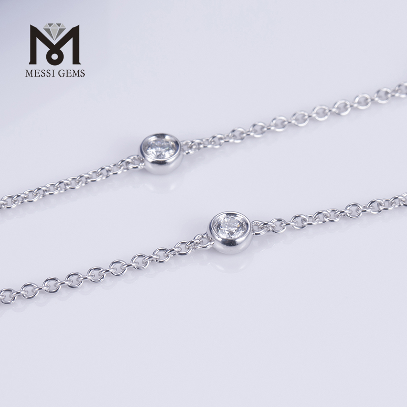 Jóias Messi - Jóias Messi 14K Colar de colar de pingente de diamante cultivado de ouro de ouro branco 14k 11