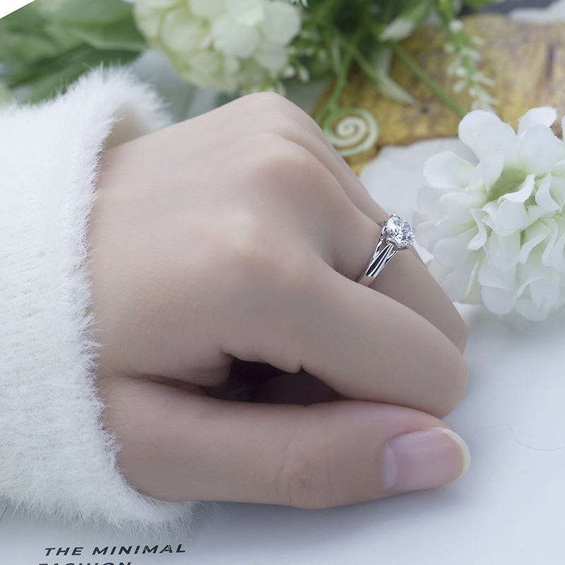 Messi Alahas - Messi Alahas MSR-654 1CT VS2 Round Engagement Kasal 18k puti nga bulawan Lab diamante Singsing Lab Diamond Alahas 13