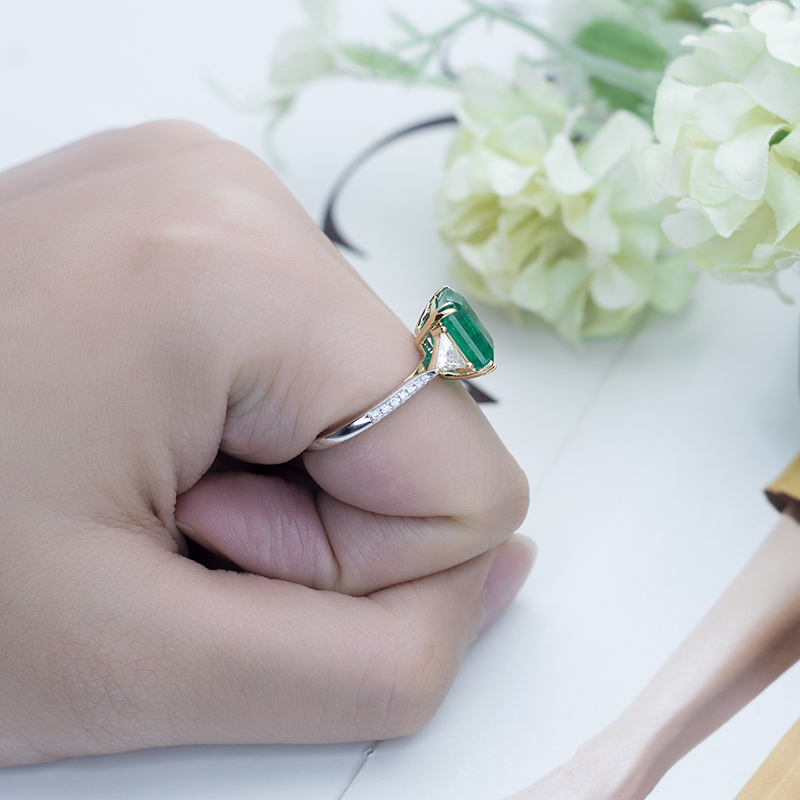 Messi Jewelry - Messi Jewelry MS-613 18k Gold Jewelry Create Emerald Ring Rings 13