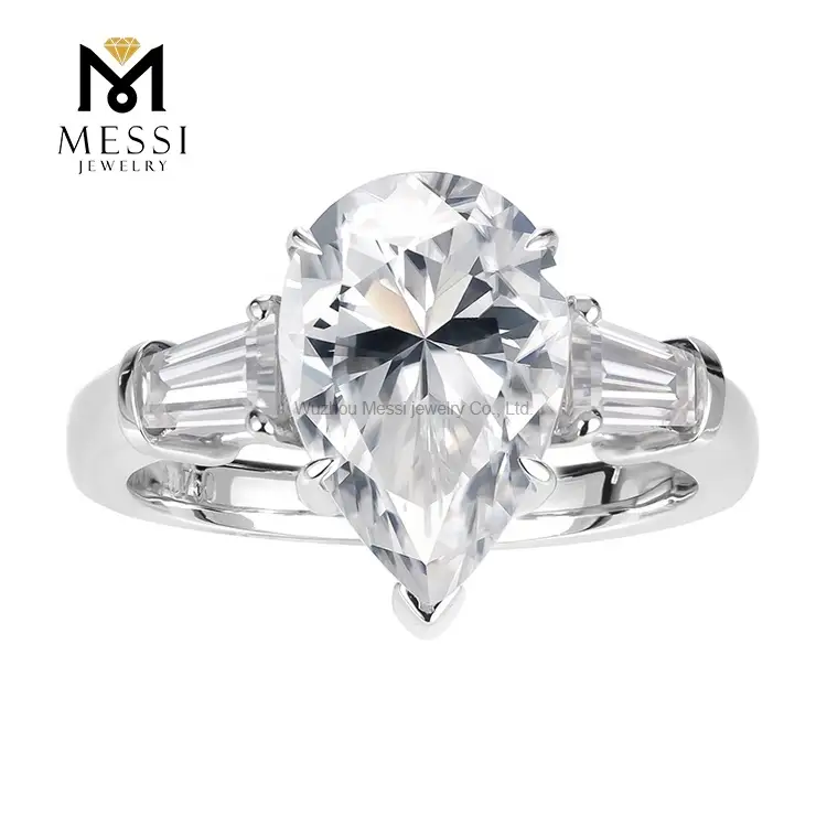 Gioielli Messi - MS -249 Messi Jewelry 18K Gold Tre Stone 2,5 carati DEF VVS Pere Moissanite Women Ring Rings 1