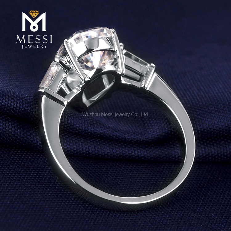 Jóias Messi - MS -249 Messi Jóias 18K Gold Three Stone 2,5 Carat Def Vvs Pear Moissanite Mulheres Ringos Anel 12