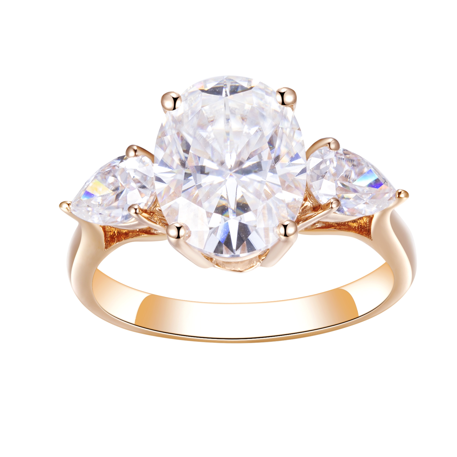 Messi Jewelry - Messi Gems MS-463 Ring18K Rose Gold Jewelry 8*11mm /3.5Ct Oval Cut D Color Moissanite Women Ring Rings 8