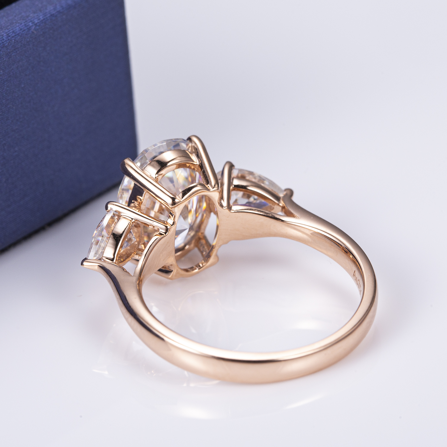 Messi Jewelry - Messi Gems MS-463 Ring18K Rose Gold Jewelry 8*11mm /3.5Ct Oval Cut D Color Moissanite Women Ring Rings 11