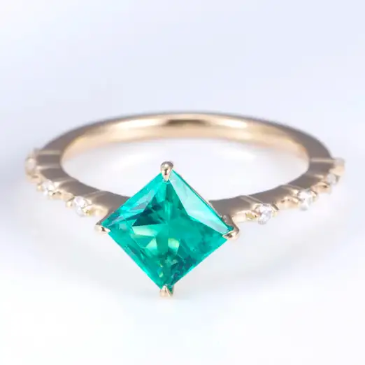 MSR -607 18K Princess Cut Lab Diamond Gold Ring -Messi Gioielli 1