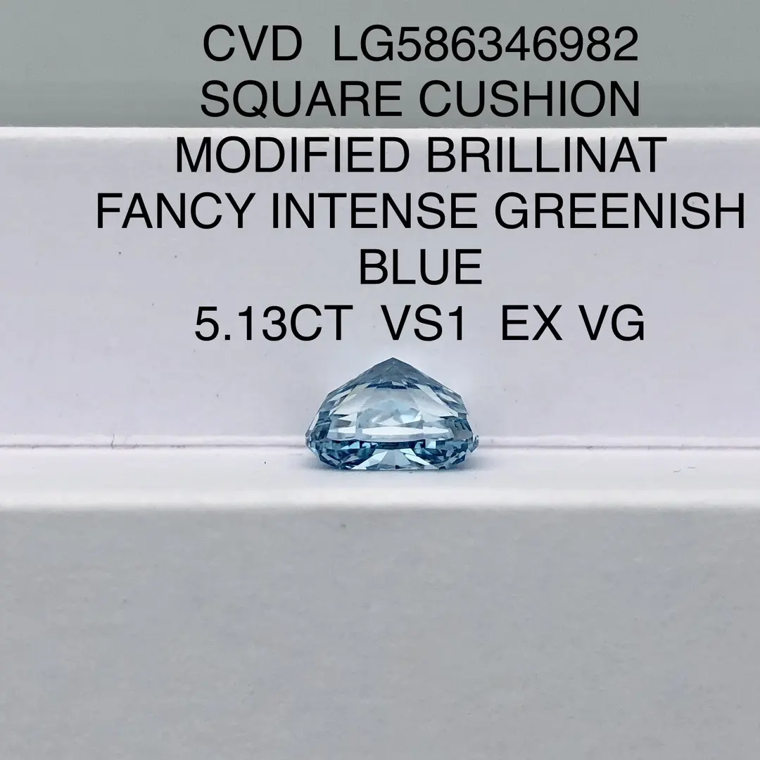 Diamantes azuis criados em laboratório à venda, corte cushion, atacado - Messi Jewelry 3