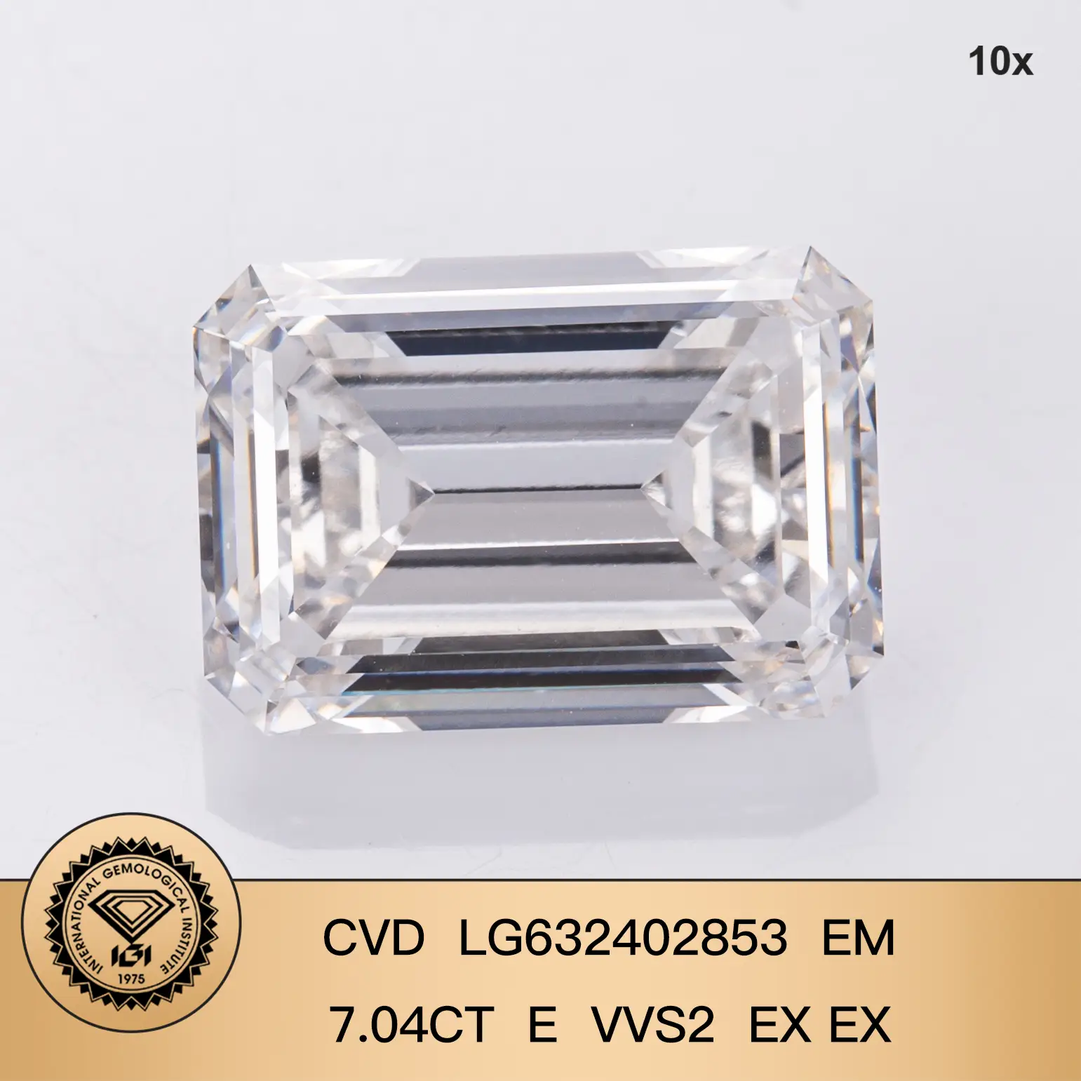 Forma fantasiosa personalizzare smeraldo cut lab coltivata diamante cvd lg632402853 em 7.04ct e vvs2 ex ex ex 1