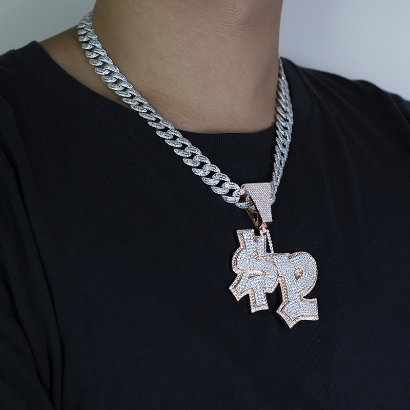 Messi Jewelry - Gold Silver Custom Logo Letter Moissanite Diamond Pendant VVS Custom Moissanite Pendant Moissante Pendant 15