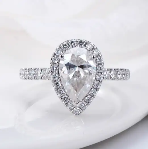 MSR-786 18K White Pere Moissanite Def Color Ring _ Messi Gioielli 1