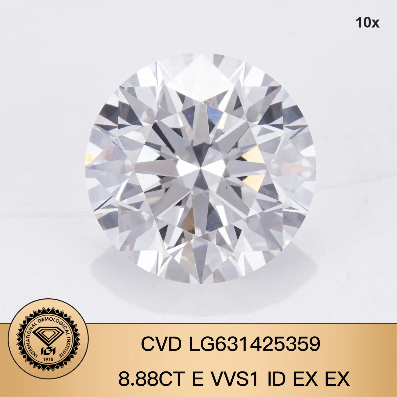 Messi Jewelry-8.88ct round brillante cuore tagliato &amp; Freccia cvd e vvs1 id ex ex laboratorio bianco coltivato con certificato 1