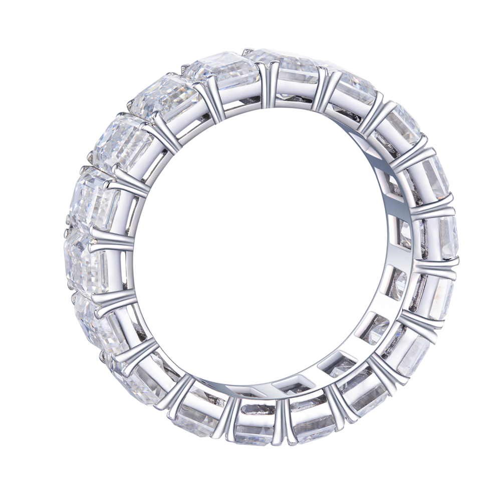 Messi Jewelry - Messi MS-404 Cuban Ring Eternity Band Emerald Cut 18K Gold Moissanite Eternity Ring Rings 10