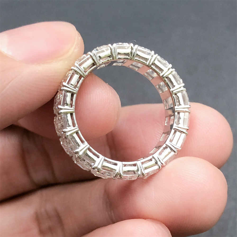 Messi Jewelry - Messi MS-404 Cuban Ring Eternity Band Emerald Cut 18K Gold Moissanite Eternity Ring Rings 16