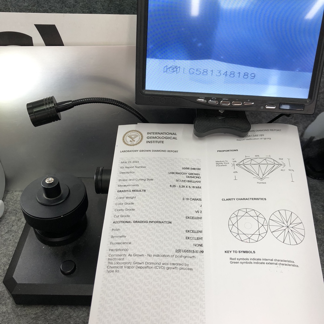 Round Brilliant Cut 2.2ct J VS2 CVD Diamond Lab Grown Diamond IGI Certificate 7