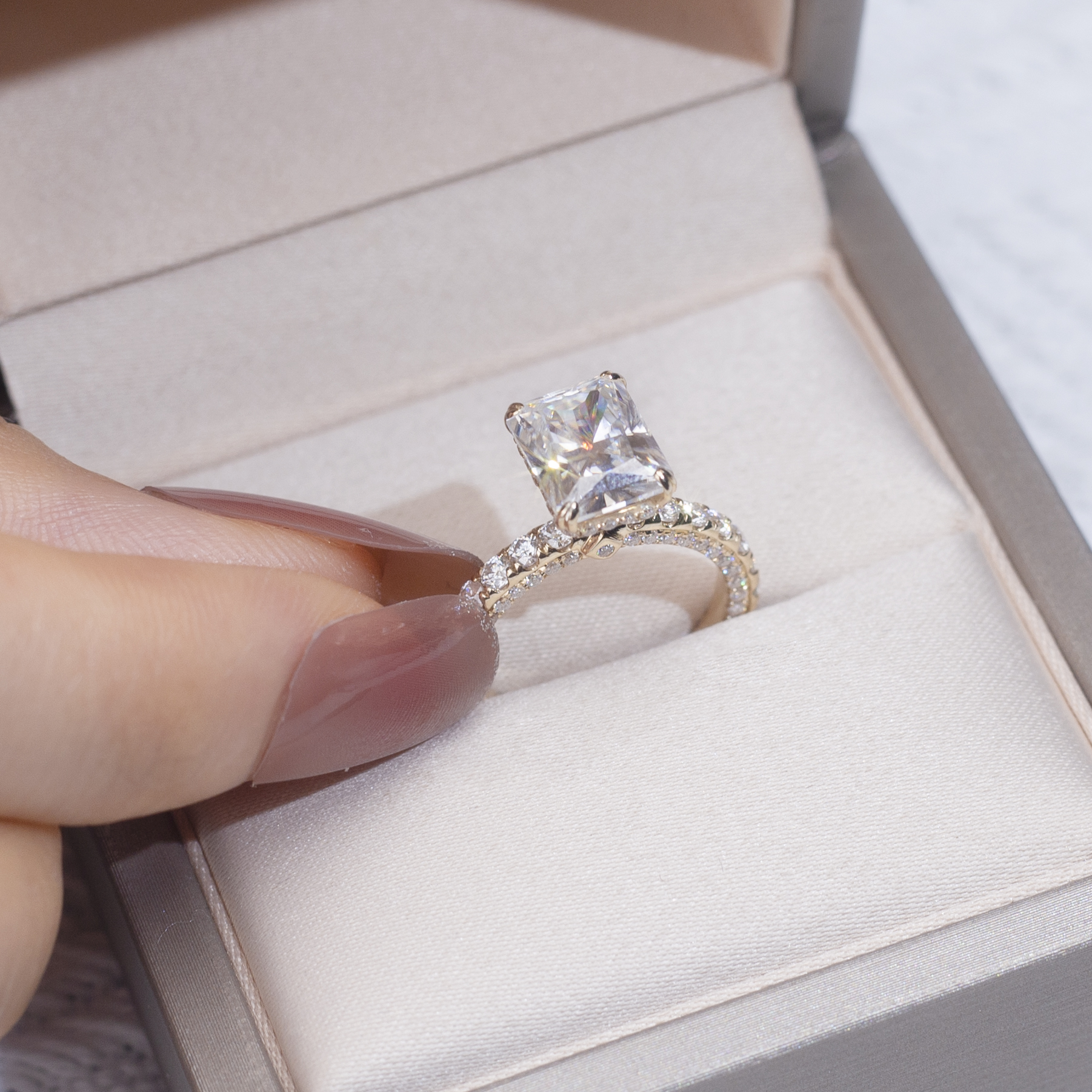 Barang Kemas Messi - Messi MS-769 18k Barang kemas emas wanita cantik 1Ctmoissanite b Cincin Cincin Berlian 10