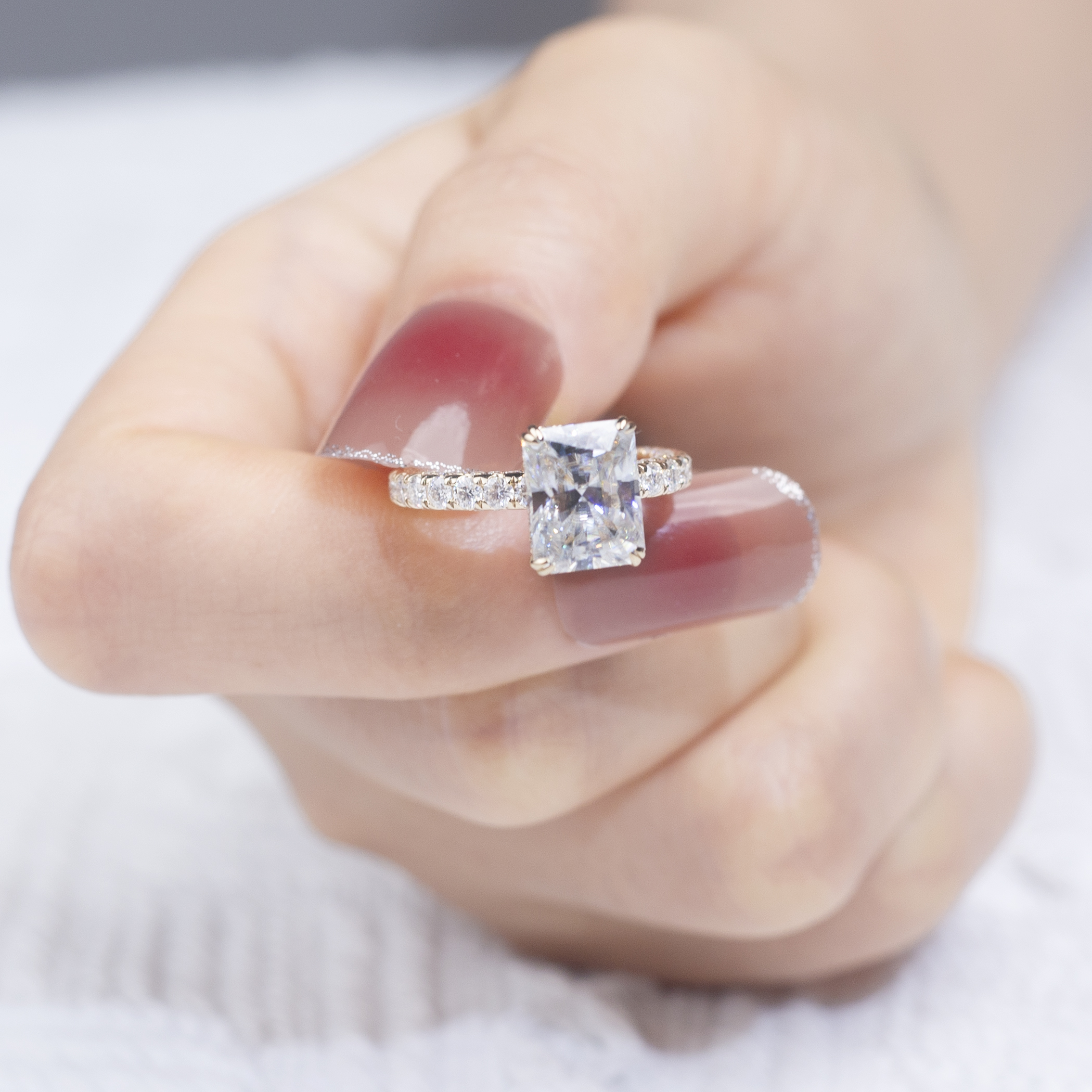 Barang Kemas Messi - Messi MS-769 18k Barang kemas emas wanita cantik 1Ctmoissanite b Cincin Cincin Berlian 8