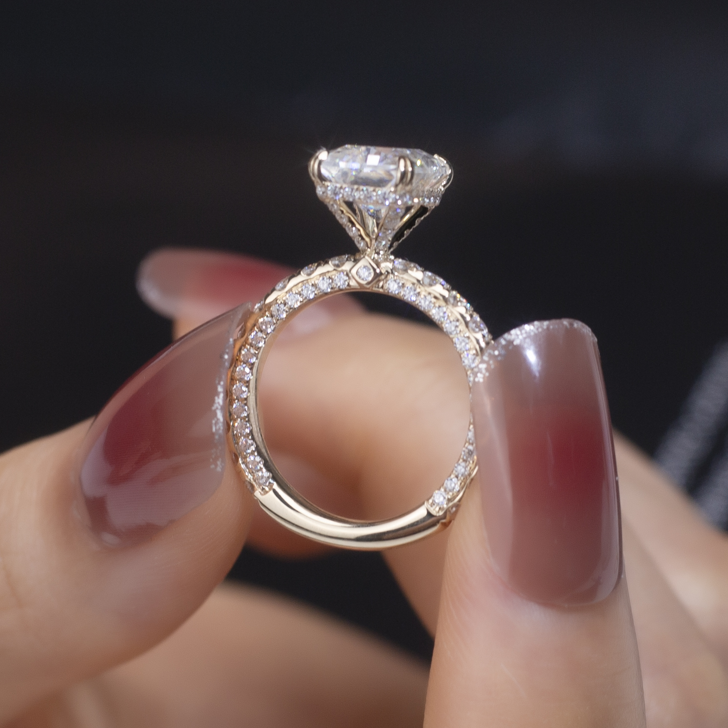 Barang Kemas Messi - Messi MS-769 18k Barang kemas emas wanita cantik 1Ctmoissanite b Cincin Cincin Berlian 11