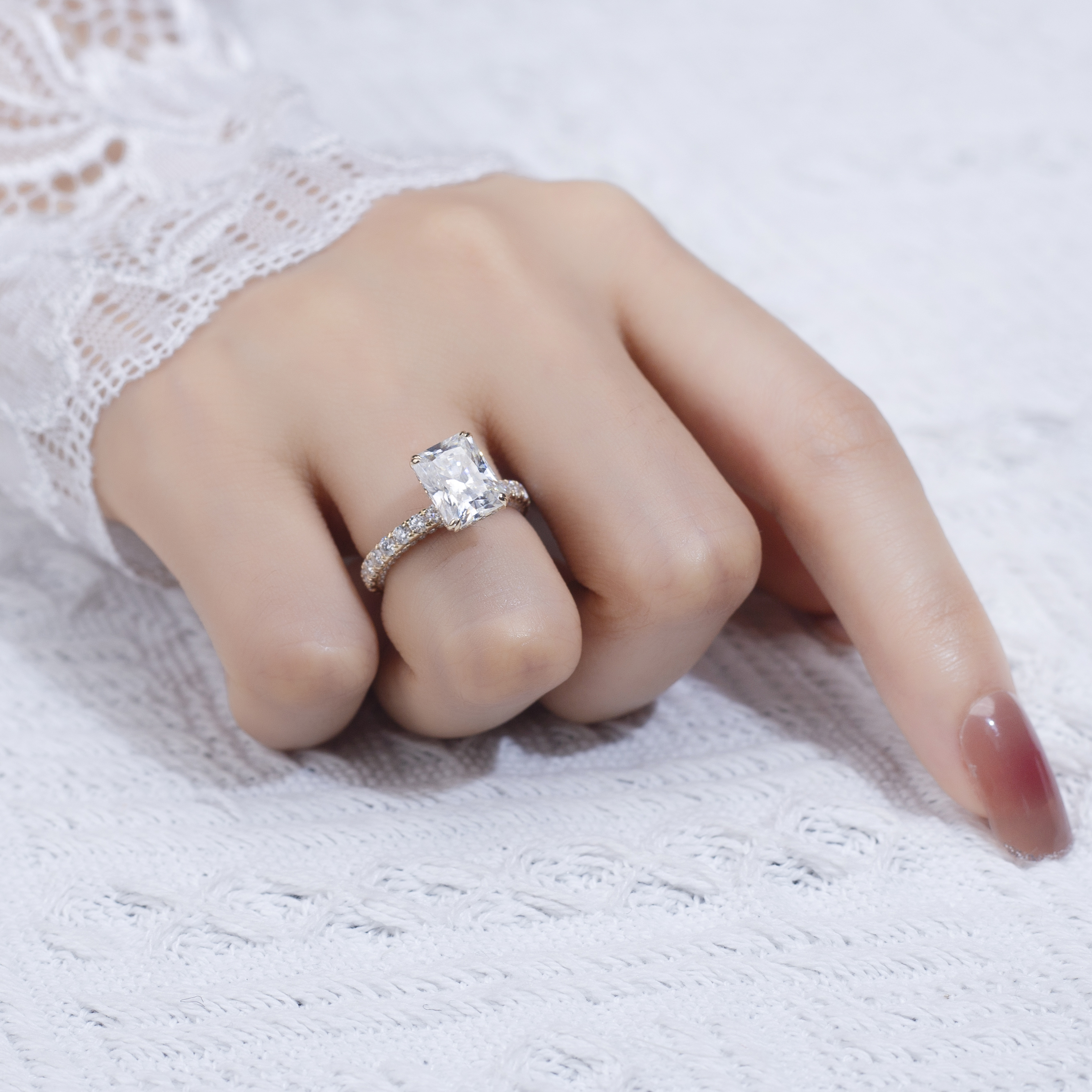 Barang Kemas Messi - Messi MS-769 18k Barang kemas emas wanita cantik 1Ctmoissanite b Cincin Cincin Berlian 12