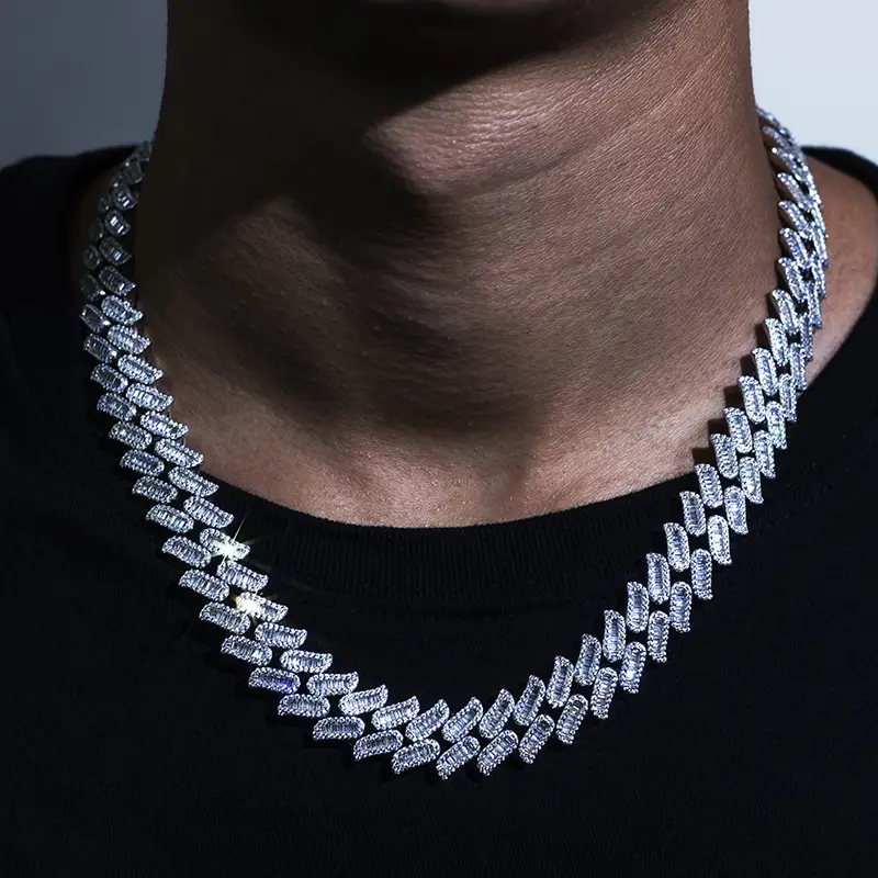 Gioielli Messi - Gioielli Hiphop Collana cubana ICE OUT OUT MOISSANITE CUBAN LINK CAPOLA 1
