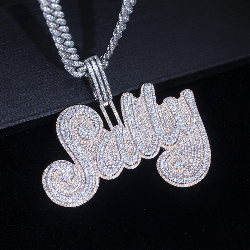 Messi Jewelry - Messi Jewelry name hiphop 925sliver pendant customized moissanite DEF color VVS pendant Moissante Pendant 13