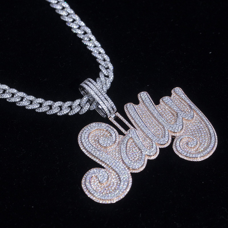 Messi Jewelry - Messi Jewelry name hiphop 925sliver pendant customized moissanite DEF color VVS pendant Moissante Pendant 11