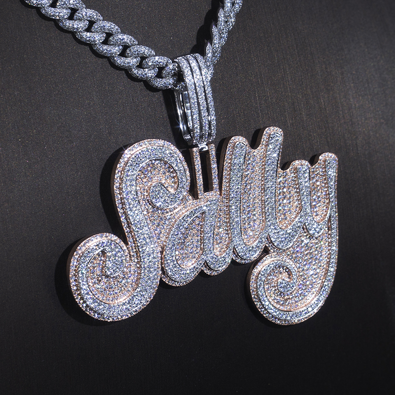 Messi Jewelry - Messi Jewelry name hiphop 925sliver pendant customized moissanite DEF color VVS pendant Moissante Pendant 12