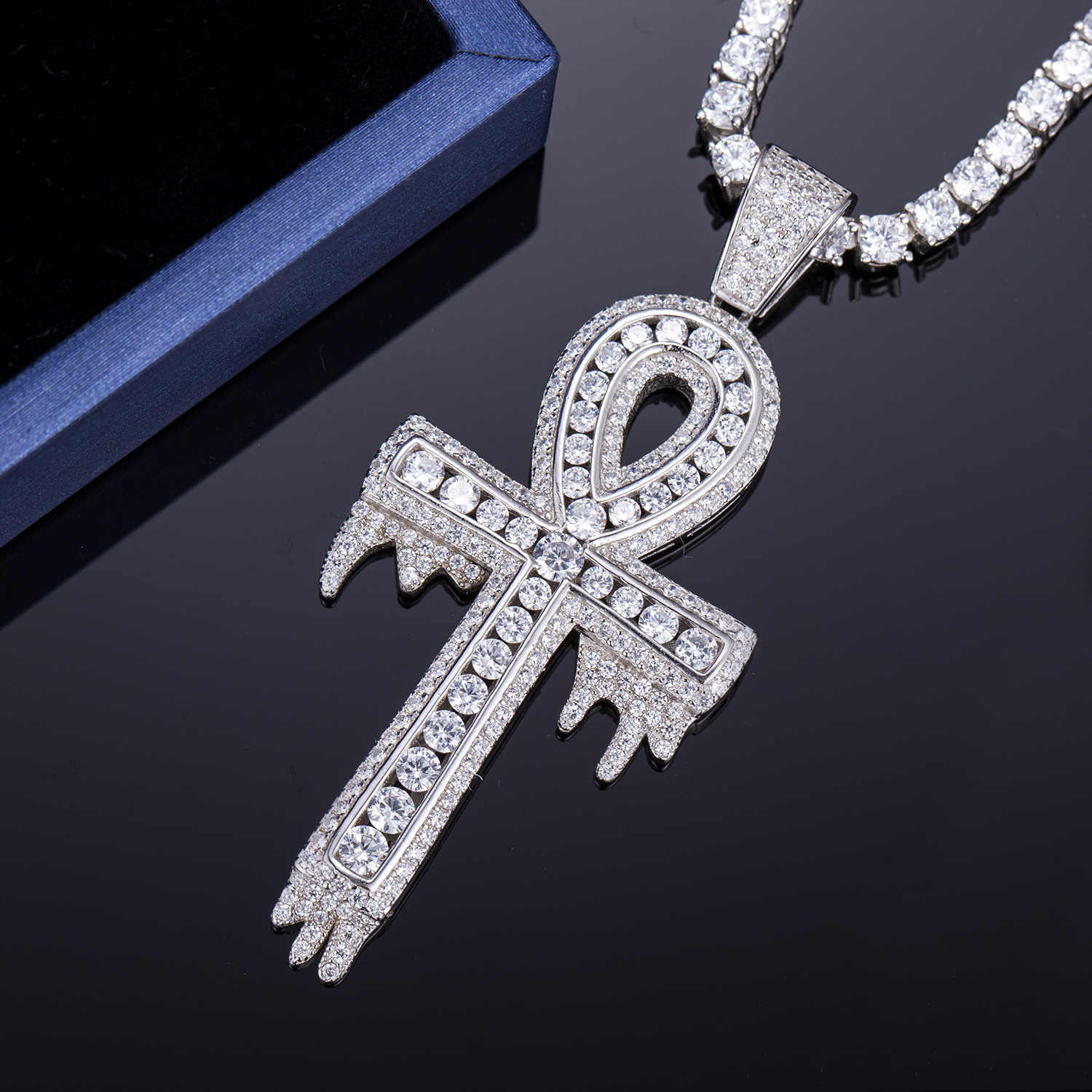 Messi Jewelry - Messi Jewelry 925 sterling silver jewelry CZ micro religion cross charm pendants necklace Moissante Pendant 8