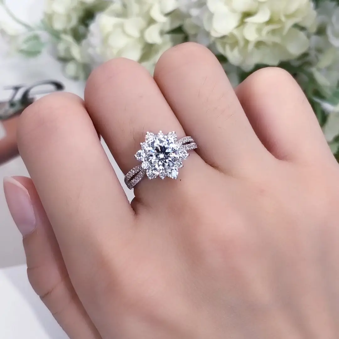 MSR-589 1ct Lab Crown Diamond 18K White Gold Gold-Messi Gioielli 1