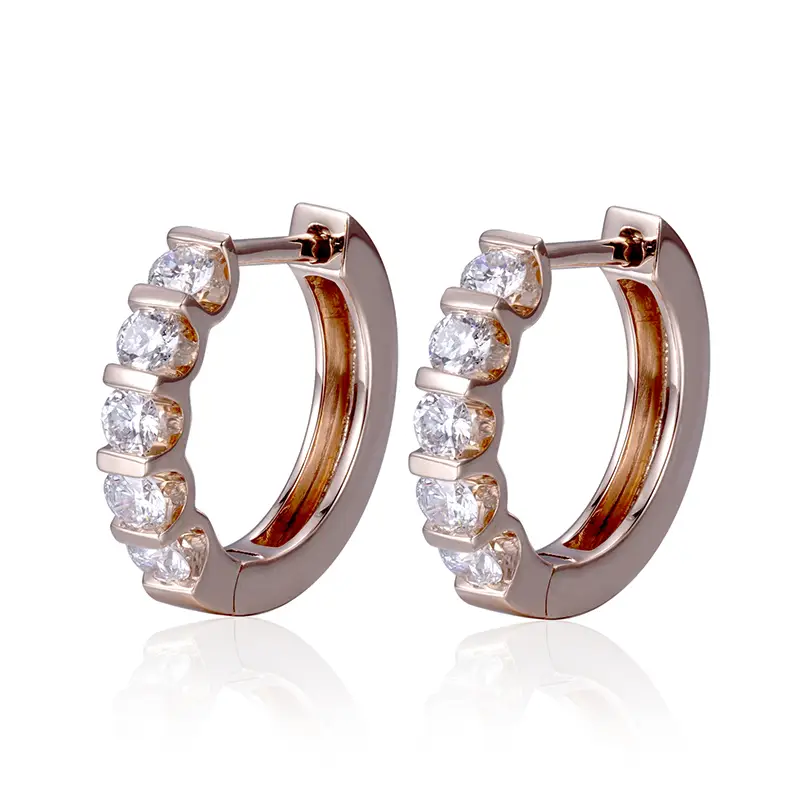 Gioielli Messi - Gioielli Messi 2,7 mm Cvd Hpht Lab Diamond Woman 14K Orecchini di gioielli in oro in oro rosa 1