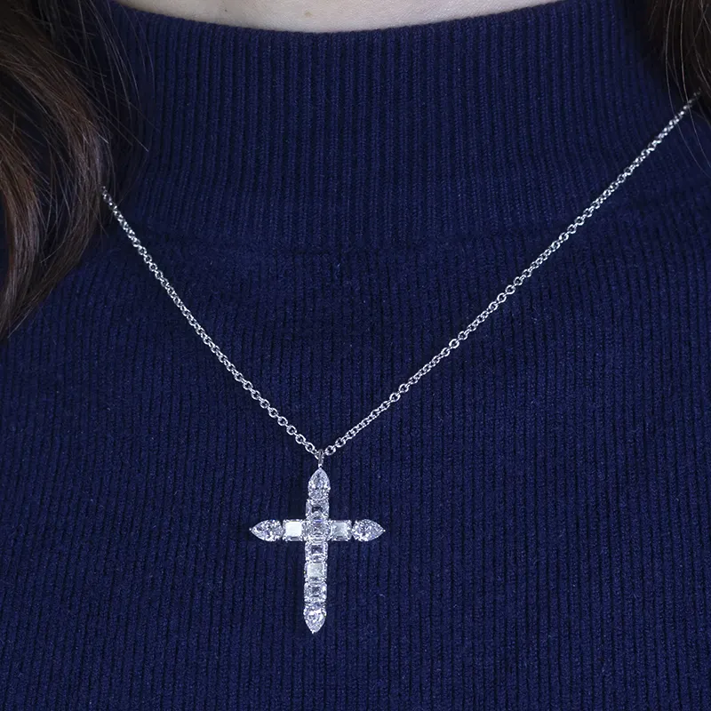 Lab Created Diamond Cross Necklace