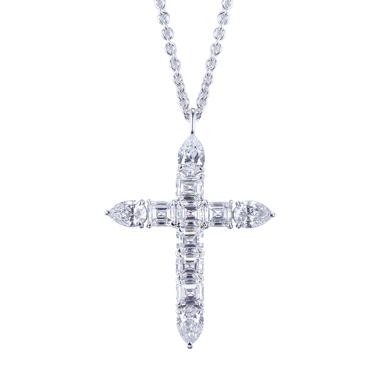 Lab Diamond Cross Necklace Womens