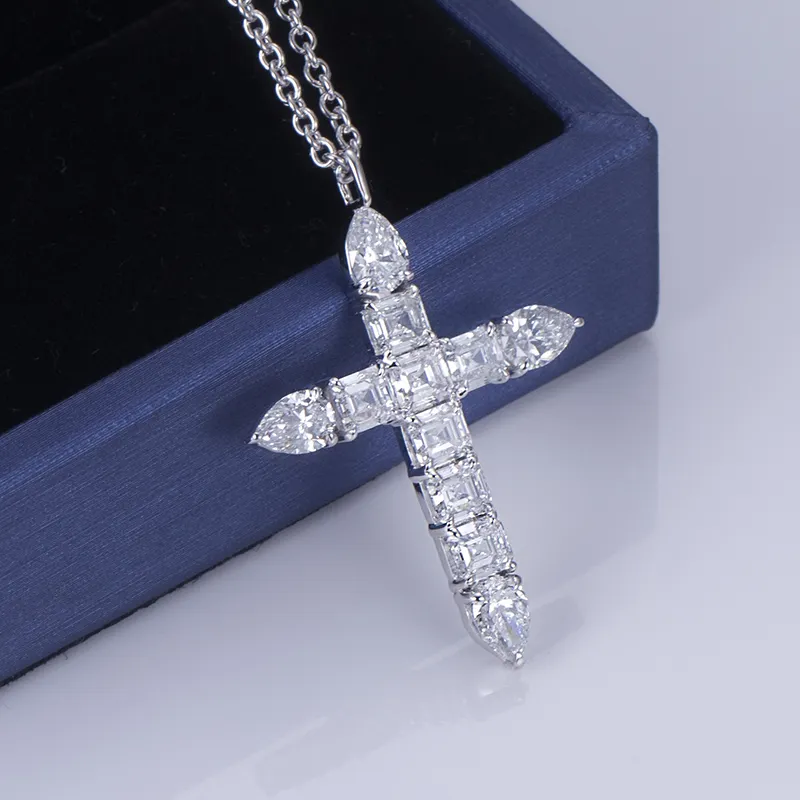 14k White Gold Cross Necklace