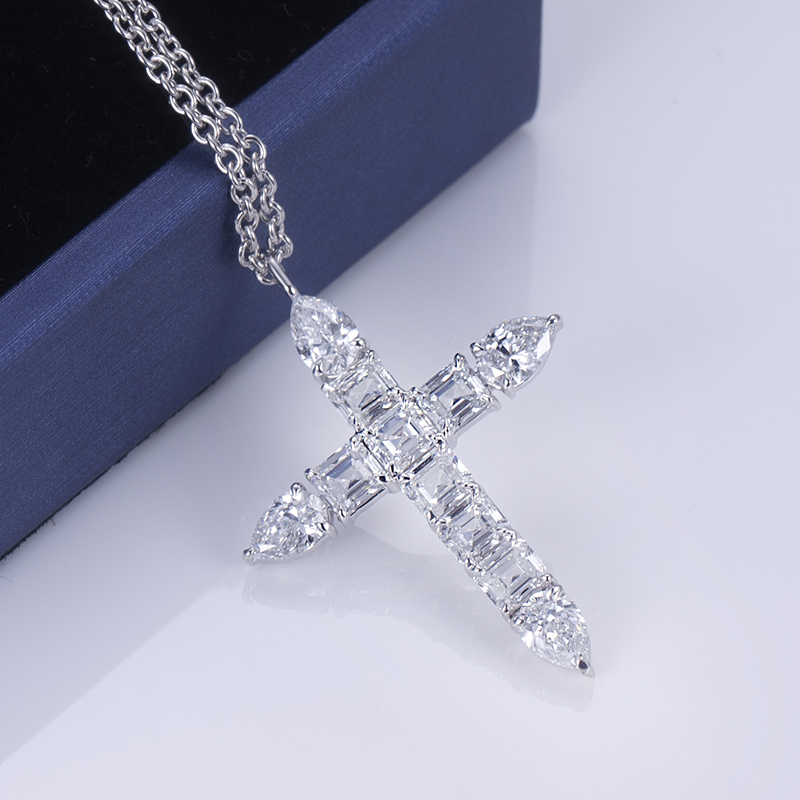 14k White Gold Cross Necklace