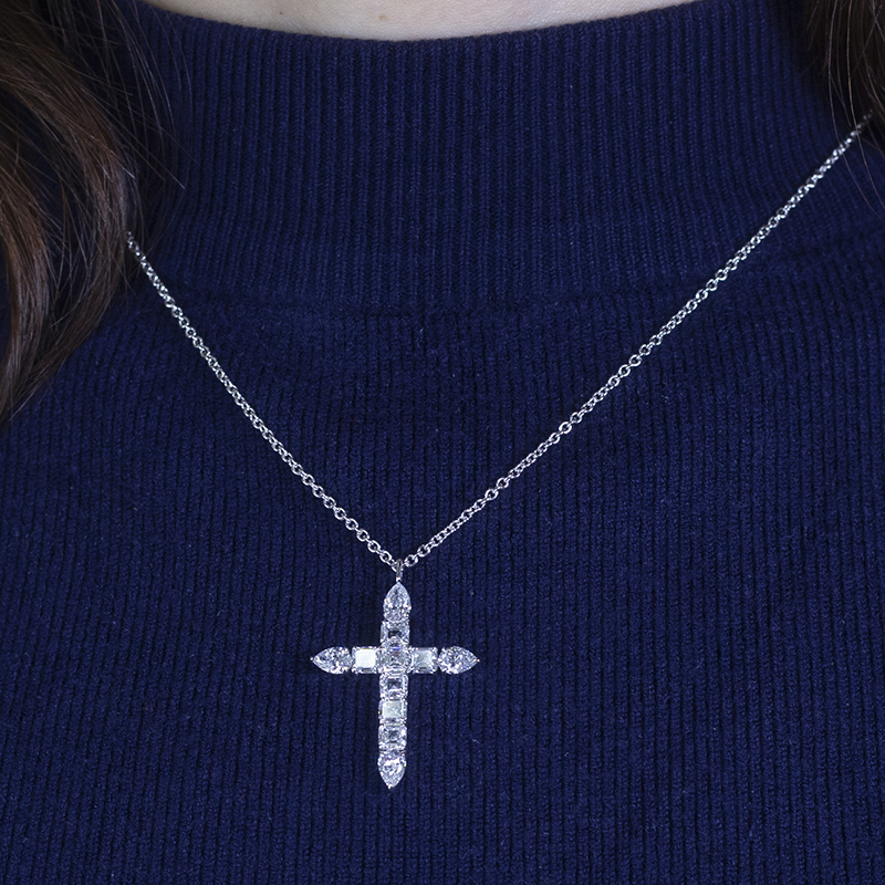 14k Gold Diamond Cross Necklace