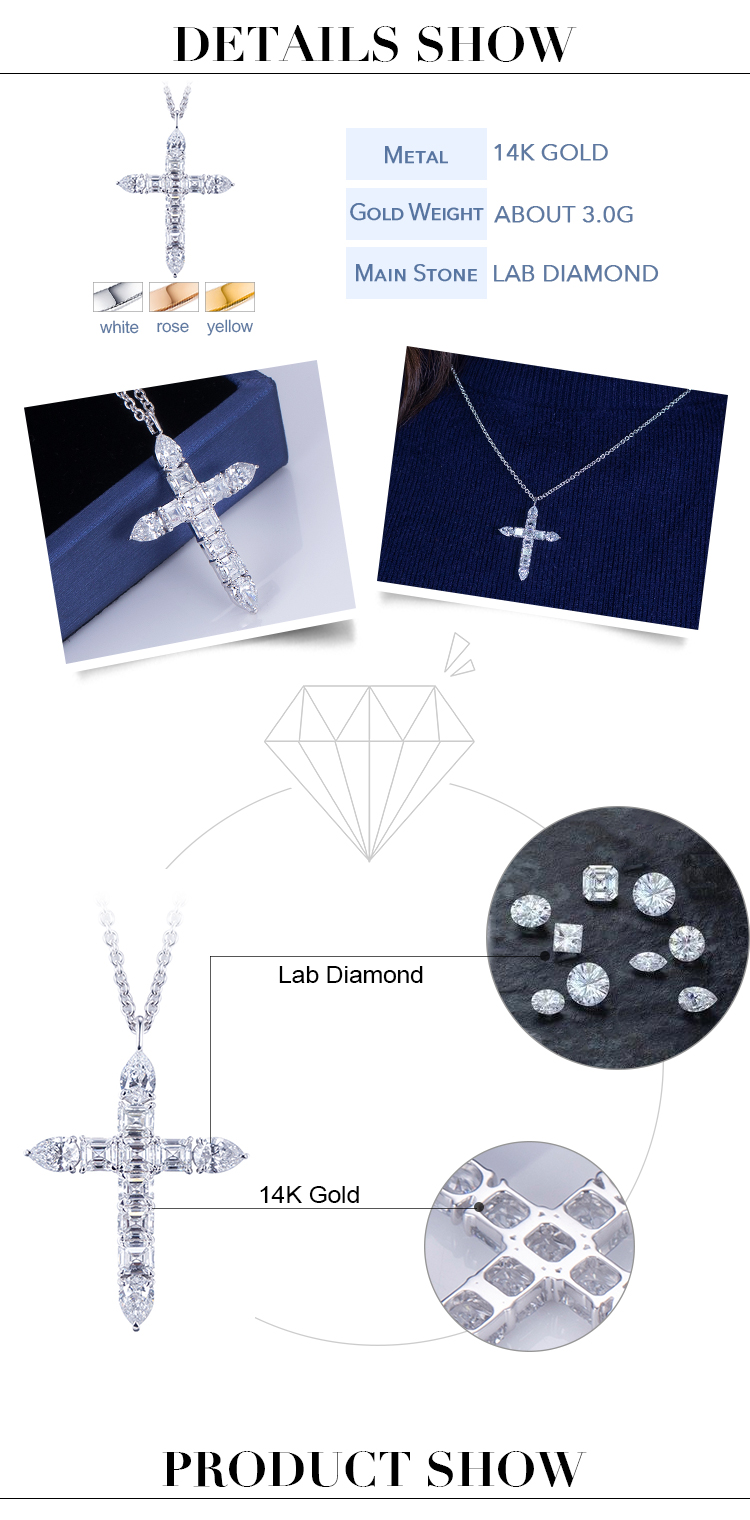 14K Gold Diamond Cross Necklace