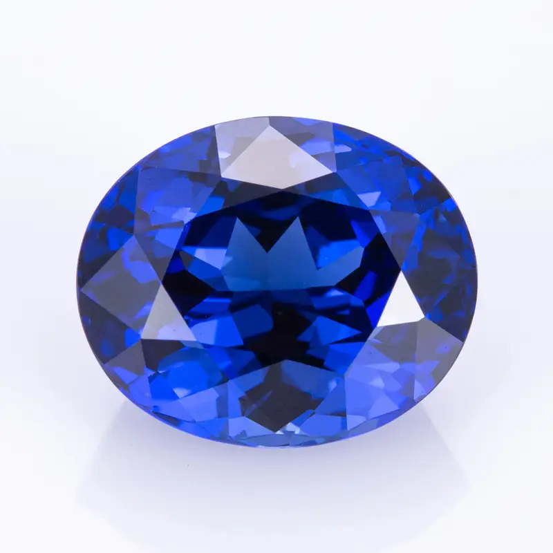 Messi Jewelry - Oval Royal Blue Lab Created Sapphire Corundum Synthetic Sapphire Royalblue Lab Grown Sapphire Lab Ruby & Sapphire 1