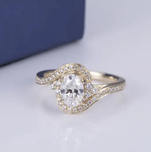 Anello dorato 14K MSR -568 Solitaire Anello Moissanite -Messi 1