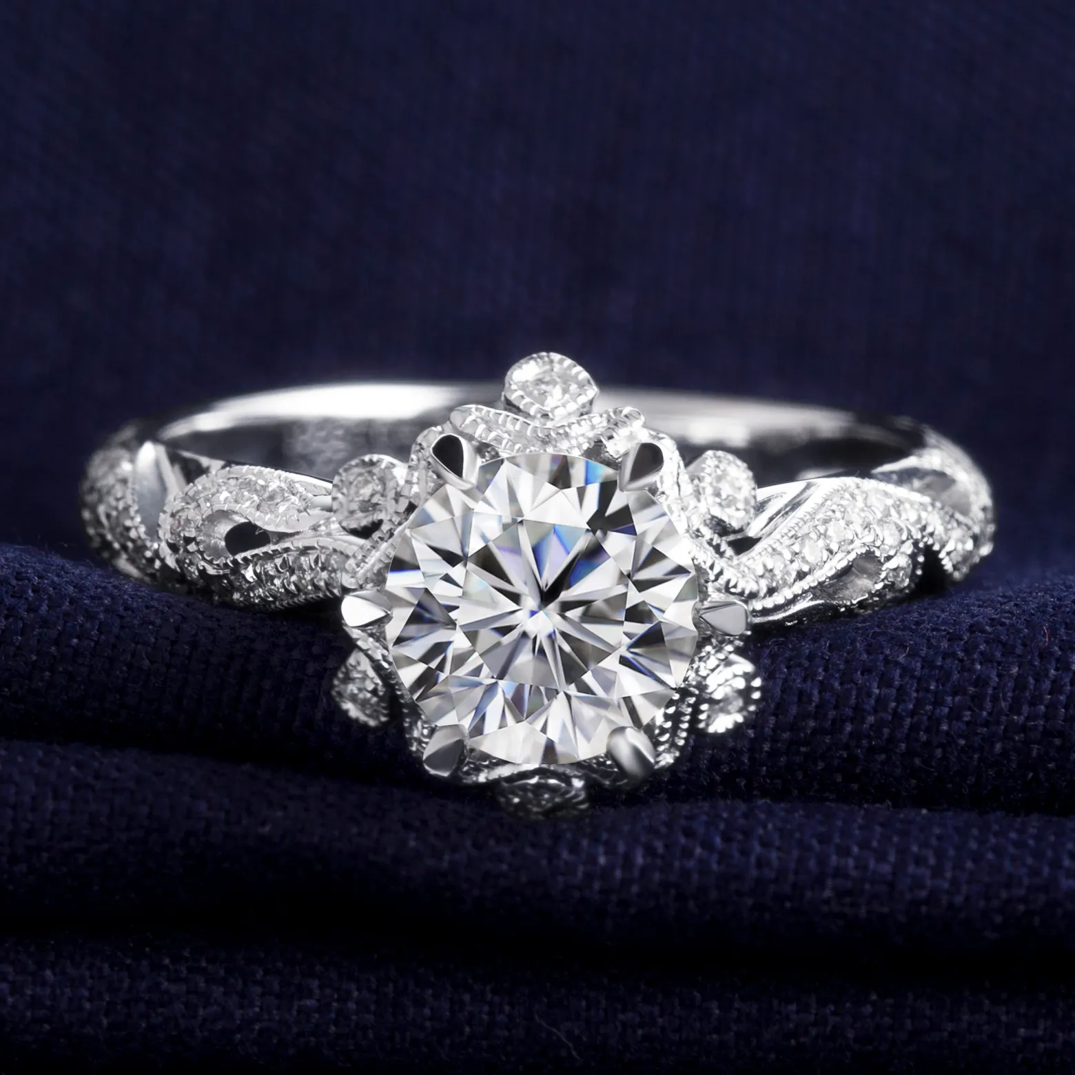 Long Lasting white gold moissanite ring quality assurance | Messi Jewelry 6