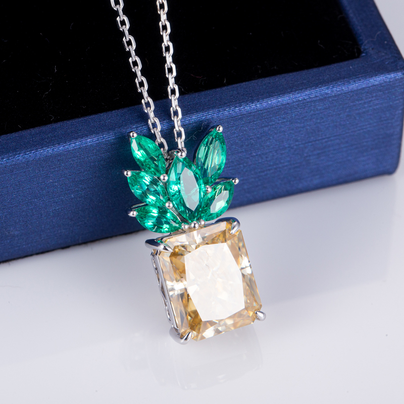 Messi Alahas - Messi Alahas 14k dilaw nga Bulawan nga adunay dalag nga sinaw nga giputol nga moissanite marquise cut lab emerald nga regalo nga pendant para sa mga babaye Moissante Pendant 10