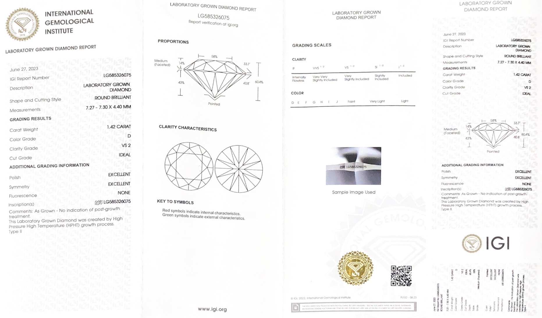 Potongan Cemerlang Bulat 1.5ct D VS2 CVD Diamond Lab Grown Diamond IGI Certificate 7