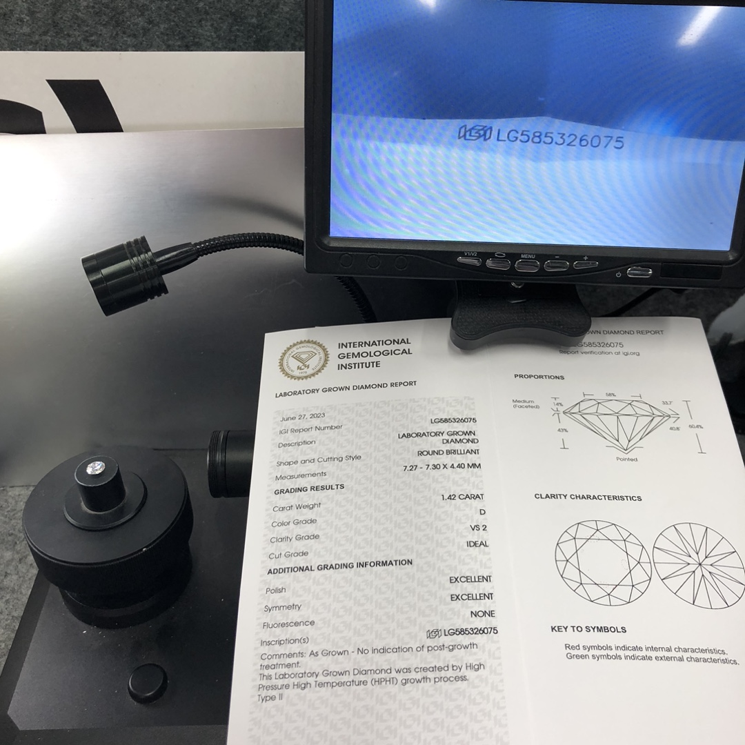 Potongan Cemerlang Bulat 1.5ct D VS2 CVD Diamond Lab Grown Diamond IGI Certificate 8