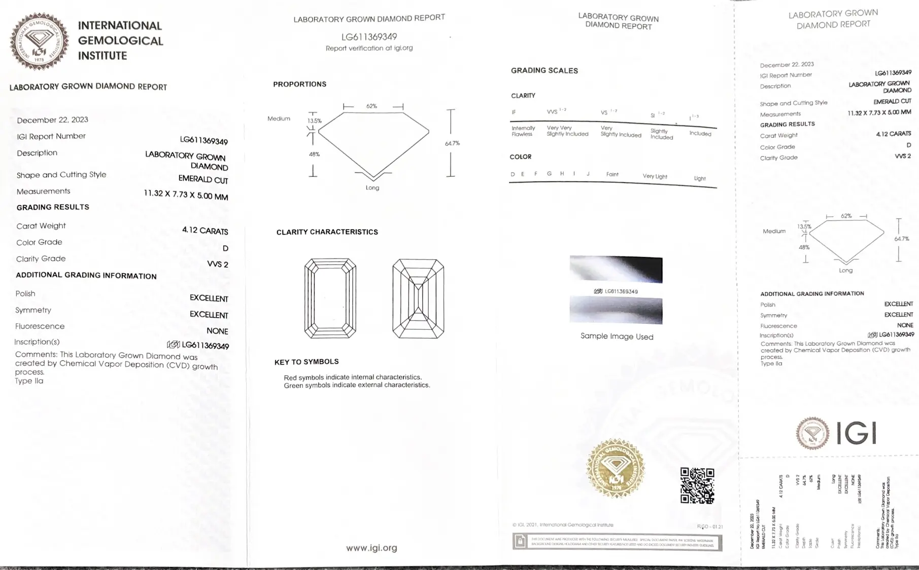4.12CT Emerald Lab Grown Diamond - IGI Certified 2