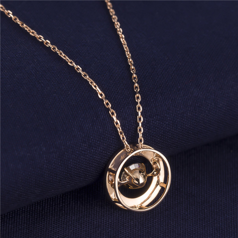 Messi Alahas - Messi Alahas MS-150 18K AU750 Rose Gold Necklace CVD HPHT Lab Gibuhat Diamond Love Necklaces Necklace 16